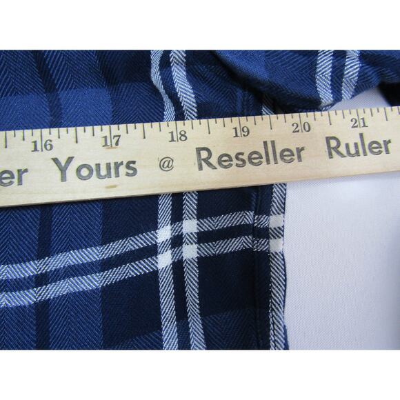 Rails Blue Plaid Rayon High Low Button Top Womens size XS Collar Boho Outdoor - Picture 8 of 12